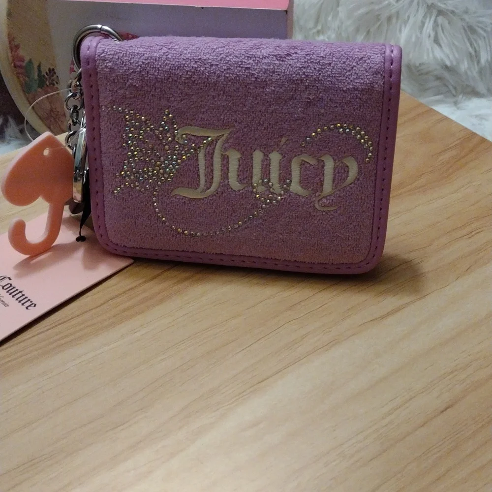 Juicy Couture Violet Tulle Wing It Card Case with Heart Charm Key Fob 🦋✨ 🆕